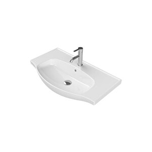 Leylak 80 Cm Beyaz Mdf Seramik Lavabolu Ayaklı Banyo Dolabı Takımı