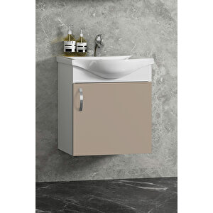 Yıldız 45 Cm Beyaz-selenit Mdf Seramik Lavabolu Asma Banyo Dolabı Takımı