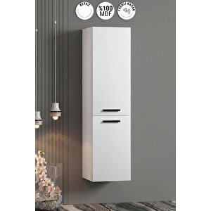 Çiğdem Kulplu 35x130 Cm Beyaz Mdf Asma Banyo Boy Dolabı