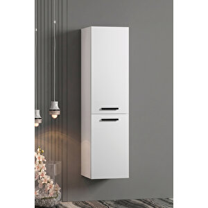 Çiğdem Kulplu 35x130 Cm Beyaz Mdf Asma Banyo Boy Dolabı
