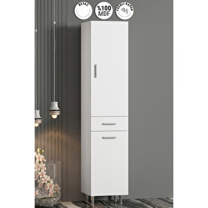 Boy 35x195 Cm Beyaz Mdf Sepetsiz Banyo Boy Dolabı 195 cm