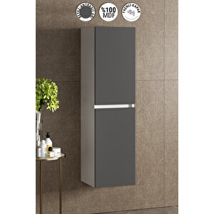 Yıldız 35x130 Cm Beyaz-antrasit Gri Mat Mdf Asma Banyo Boy Dolabı