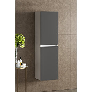 Yıldız 35x130 Cm Beyaz-antrasit Gri Mat Mdf Asma Banyo Boy Dolabı
