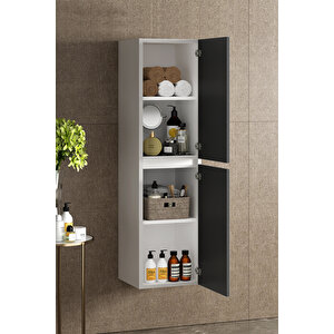 Yıldız 35x130 Cm Beyaz-antrasit Gri Mat Mdf Asma Banyo Boy Dolabı