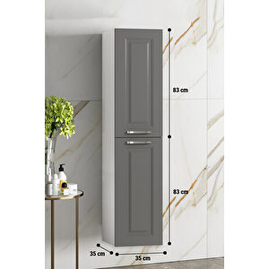 Salkım 35x167 Cm Beyaz-füme Balon Mdf Asma Banyo Boy Dolabı
