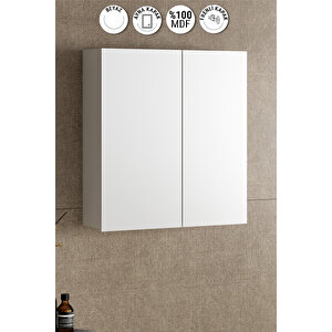 Çiğdem 55 cm Beyaz MDF Aynalı Asma Banyo Üst Dolabı