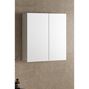 Çiğdem 55 cm Beyaz MDF Aynalı Asma Banyo Üst Dolabı