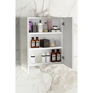 Çiğdem 55 cm Beyaz MDF Aynalı Asma Banyo Üst Dolabı