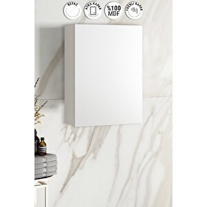 Çiğdem 55 cm Beyaz MDF Tek Kapaklı Aynalı Asma Banyo Üst Dolabı 55 cm