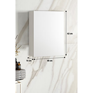 Çiğdem 55 cm Beyaz MDF Tek Kapaklı Aynalı Asma Banyo Üst Dolabı 55 cm