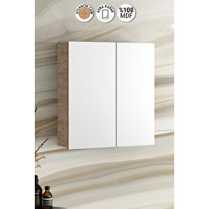 Çiğdem 55 cm Atlantik Çam MDF Aynalı Asma Banyo Üst Dolabı 55 cm