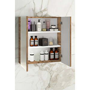 Çiğdem 55 cm Atlantik Çam MDF Aynalı Asma Banyo Üst Dolabı 55 cm