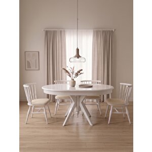 Vintera Açılır Oval Ahşap Mutfak Masası 80x120 70x110 cm