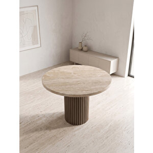Lunera Traverten Yuvarlak Yemek Masası 120x120 90x90 cm