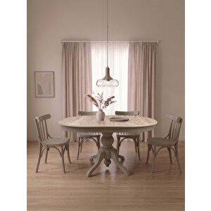 Paros Baba Ayak Traverten Oval Açılır Mutfak Masası 70x110 cm