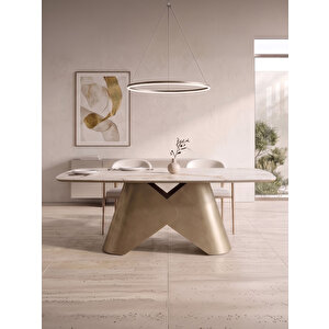 Lumina Gold İtalyan Still Porselen Yemek Masası 90x190 Gold