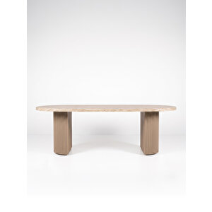 Zeno Traverten Oval Yemek Masası 90x190 cm