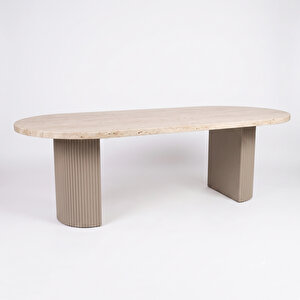 Zeno Traverten Oval Yemek Masası 90x190 cm