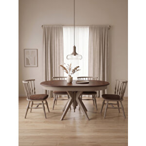 Vintera Açılır Oval Ahşap Mutfak Masası 80x120 Ceviz