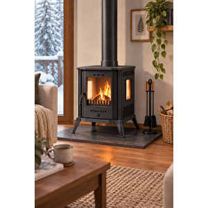 Stove Sisam Camlı Mini Döküm Soba