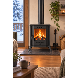 Stove Sisam Camlı Mini Döküm Soba