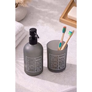 Siyah Cam 2'li Sıvı Sabunluk & Diş Fırçalık Seti