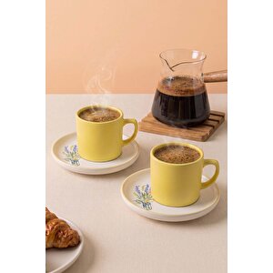 Sarı Elegant Blossoms 2 Kişilik Kahve Sunum Seti - 4 Parça