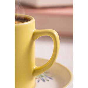 Sarı Elegant Blossoms 2 Kişilik Kahve Sunum Seti - 4 Parça