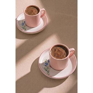 Pembe Elegant Blossoms 2 Kişilik Kahve Sunum Seti - 4 Parça