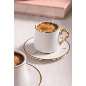 Beyaz Gold Detaylı 6 Kişilik Fincan Takımı – 12 Parça