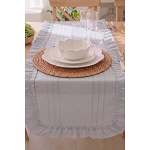 Gri Fırfırlı Colber Runner 45x115 Cm