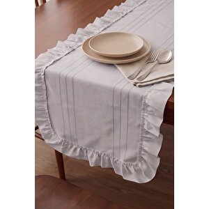 Gri Fırfırlı Colber Runner 45x115 Cm