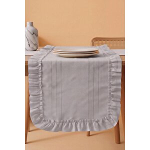 Gri Fırfırlı Colber Runner 45x115 Cm