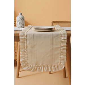 Bej Fırfırlı Colber Runner 45x115 Cm