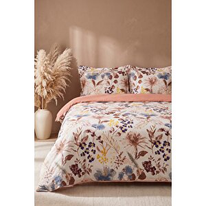 Lily Bej %100 Pamuklu Çift Kişilik Nevresim Takımı - 4 Parça