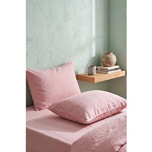 Pudra Pembe Çift Kişilik Düz Çarşaf Takımı 160x200 Cm - 3 Parça