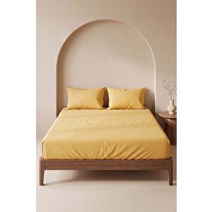 Sarı Çift Kişilik Lastikli Çarşaf Takımı 160x200 Cm - 3 Parça