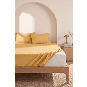 Sarı Çift Kişilik Lastikli Çarşaf Takımı 160x200 Cm - 3 Parça