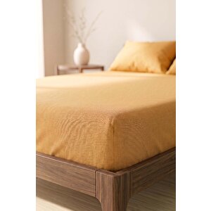 Sarı Çift Kişilik Lastikli Çarşaf Takımı 160x200 Cm - 3 Parça