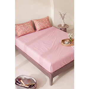 Pudra Pembe Bahar Çift Kişilik Düz Çarşaf Takımı - 3 Parça