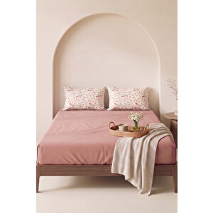Pudra Kahve Triana Çift Kişilik Lastikli Çarşaf Takımı 160x200 Cm - 3 Parça