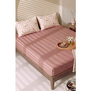 Pudra Kahve Triana Çift Kişilik Lastikli Çarşaf Takımı 160x200 Cm - 3 Parça