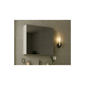 Tamamı Mdf, 77x60x15 Cm Aynalı Banyo Dolabı | Raflı Duvar Dolabı | Lavabo Üstü Aynalı Dolap
