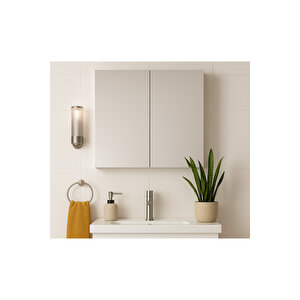Tamamı Mdf, 60x60x15 Cm Aynalı Banyo Dolabı | Raflı Duvar Dolabı | Lavabo Üstü Aynalı Dolap