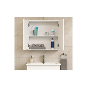 Tamamı Mdf, 60x60x15 Cm Aynalı Banyo Dolabı | Raflı Duvar Dolabı | Lavabo Üstü Aynalı Dolap