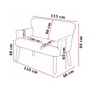Roma İkili Koltuk Babyface Kumaş Ahşap Ayaklı – Çay Seti Balkon Koltuğu - Minimal - Koyu Fuşya