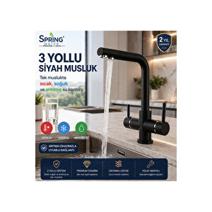 Siyah Üç Yollu Musluk