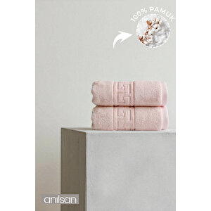 2'li Pudra Greek El Havlusu - 50x90 Cm, 225 Gr, %100 Pamuk, Spa Ve Otel Havlusu Pudra