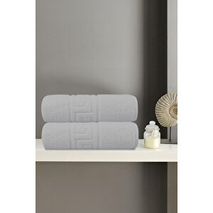 2'li Greek Gri El Havlusu - 50x90 Cm, 225 Gr, %100 Pamuk, Spa Ve Otel Havlusu Gri