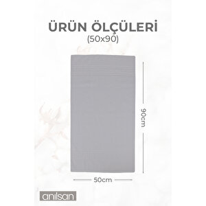 2'li Greek Gri El Havlusu - 50x90 Cm, 225 Gr, %100 Pamuk, Spa Ve Otel Havlusu Gri